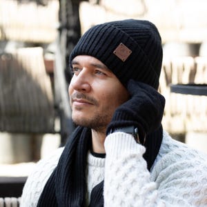 100% Pure Mulberry Silk Lined Men’s Cashmere Hat, Winter Beanie, Hair Protection, Luxury Gift for Him