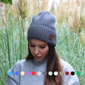 Cashmere Silk Lined Knit Beanie: Unisex Winter Windproof Hat, Great for thick, Curly, Frizz-free hair