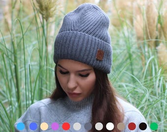 Gorro de cachemir para mujer con forro de satén: gorro de invierno suave y cálido, ideal para cabello rizado, regalo de lujo para ella.