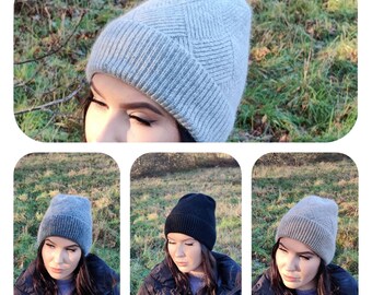 Solid colours Cashmere beanie, Women cashmere hat, Warm and soft cashmere beanie