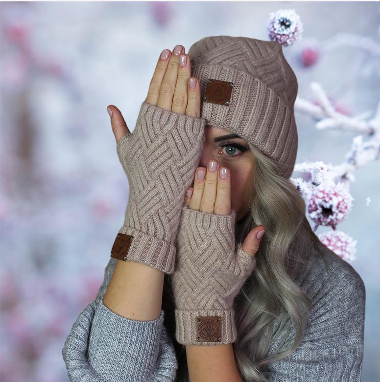 Women's Cashmere Fingerless Gloves, Soft and Warm Cozy Winter