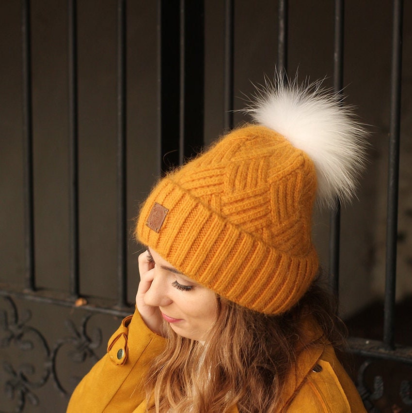 Cashmere Faux Fur Pom Pom Hat Cozy and Super Soft Women Etsy UK