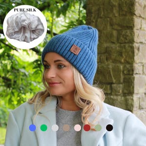 Cashmere & 100% PURE SILK Lined Hat for Women – Winter Beanie for Curly or Thick Hair, Frizz-Free, Luxury Gift, Best Silk-Lined Beanie