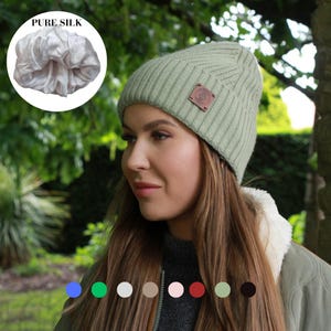 Cashmere & 100% PURE SILK Lined Hat for Women – Winter Beanie for Curly or Thick Hair, Frizz-Free, Luxury Gift, Best Silk-Lined Beanie