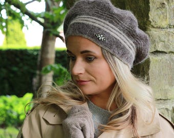 Ililily Solid Color Angora French Beret Furry Artist Flat  display picture 3