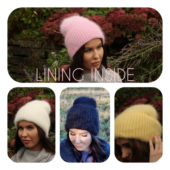 Women Knit Beanie Triple Layeredcotton 