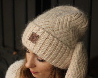 Bonnet en cachemire, Bonnet en tricot de cachemire pour femme, Cadeau pour elle