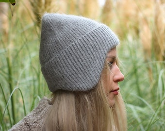 Unisex earflap hat, Women woollen winter beanie, Gift for her