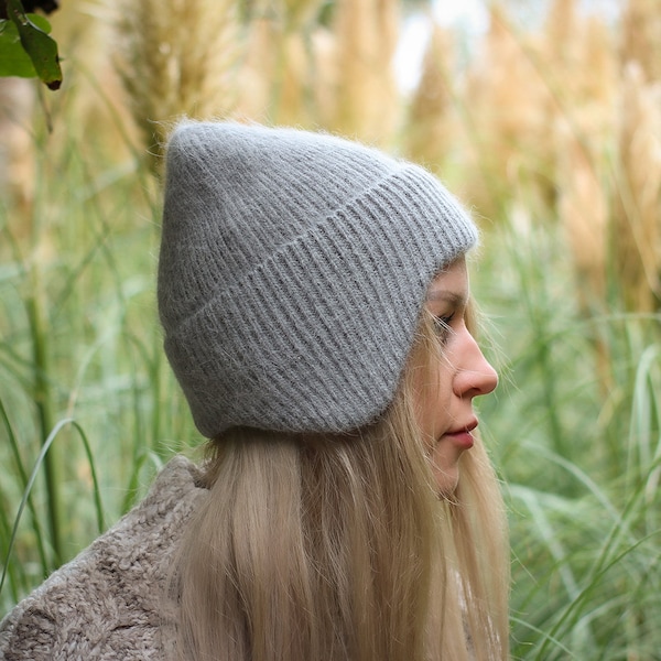 Unisex earflap hat, Women woollen winter beanie, Gift for her