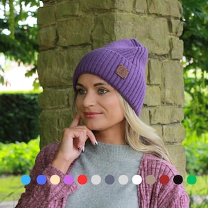Silk-Lined Women’s Cashmere Hat – Soft & Warm Winter Beanie, Great for Curly Hair, Luxury Gift for Her