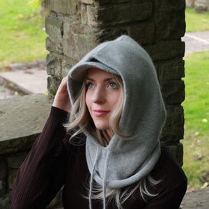 Cashmere Balaclava Hood & Peak Headband SET – Soft Trendy Winter Neck Warmer and Visor Headband Set, Cozy Luxury Gift for Her