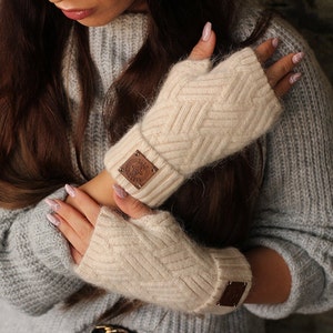 Cashmere fingerless gloves for women, soft stylish and warm cashmere fingerless mittens, gift for her