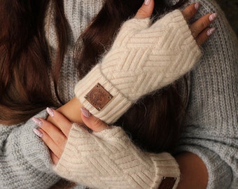 Cashmere fingerless gloves for women, soft stylish and warm cashmere fingerless mittens, gift for her