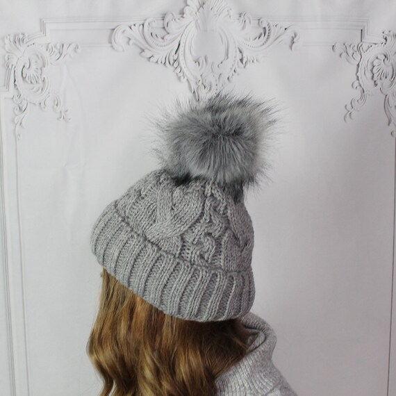 Cashmere Faux Fur Pom Pom Hat, Women Winter Hat, Gift for Her