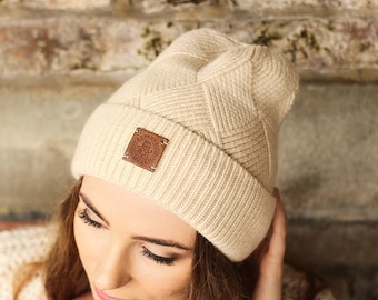 Women's winter cashmere hat, Solid colurs cashmere warm beanie, Gift for her