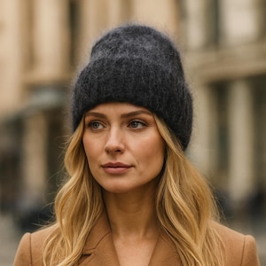 Warmest Women's Winter Angora Wool Hat, Windproof Cotton inner Women's Beanie, Gift for her