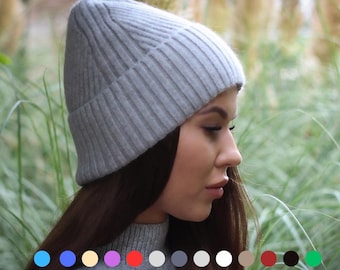 Gorro de cachemir para mujer con forro de satén: gorro de invierno suave y cálido, ideal para cabello rizado, regalo de lujo para ella.