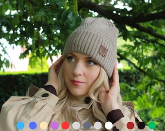 Gorro de cachemir para mujer con forro de satén: gorro de invierno suave y cálido, ideal para cabello rizado, regalo de lujo para ella.