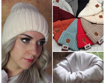 Bonnet doublé de soie et cachemire pour femme, Bonnet doublé de soie et de cachemire pour femme, Bonnet chaud et doux en cachemire, cadeau pour elle