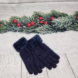 Angora wool warm women winter gloves
