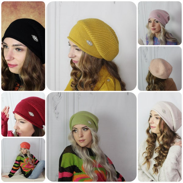 Slouchy oversized hat, Womens  woollen beanie hat, Gift for her