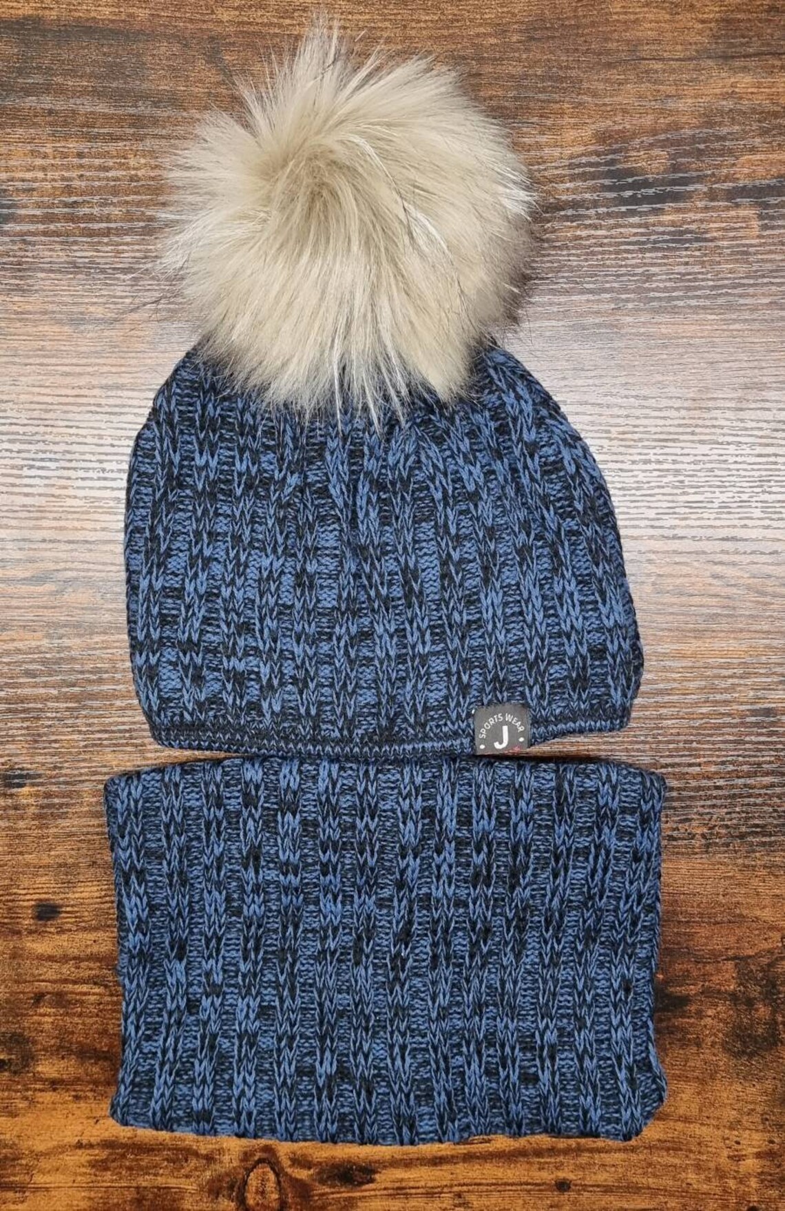 Vegan Friendly Knit Mens Hat and Neck Warmer Set Chunky Etsy