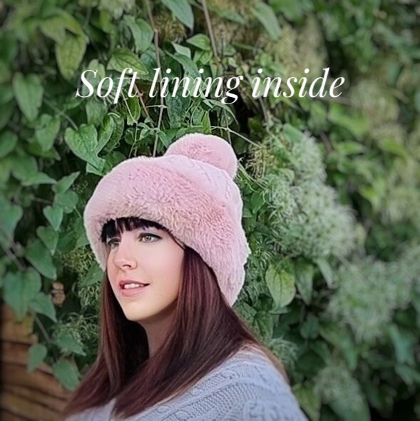 Women Woolen Hat Faux Fur Trim Hat 