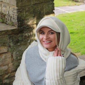 Cashmere Balaclava Hood & Peak Headband SET – Soft Trendy Winter Neck Warmer and Visor Headband Set, Cozy Luxury Gift for Her