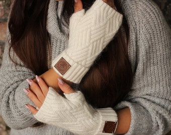 Cashmere fingerless gloves for women, soft stylish and warm cashmere fingerless mittens, gift for her