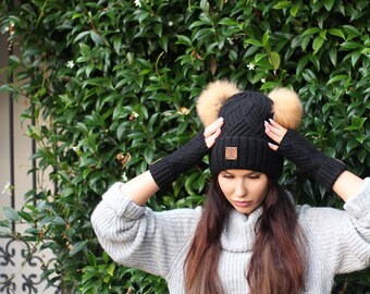fur pompoms for knitted hats