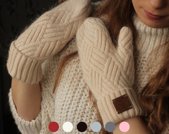Women’s Cashmere Mittens – Soft, Warm & Stylish Gloves, Perfect Winter Gift for Her (Many Colours)