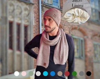Satin-Lined Men’s Cashmere Beanie for Winter — Soft, Warm Mens Winter Satin- Lined Hat, Luxury Gift for Him