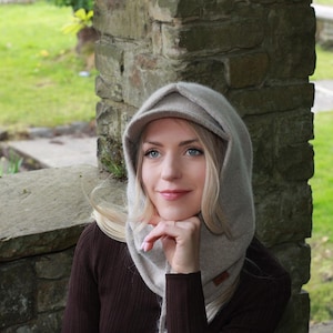 Cashmere Balaclava Hood & Peak Headband SET – Soft Trendy Winter Neck Warmer and Visor Headband Set, Cozy Luxury Gift for Her
