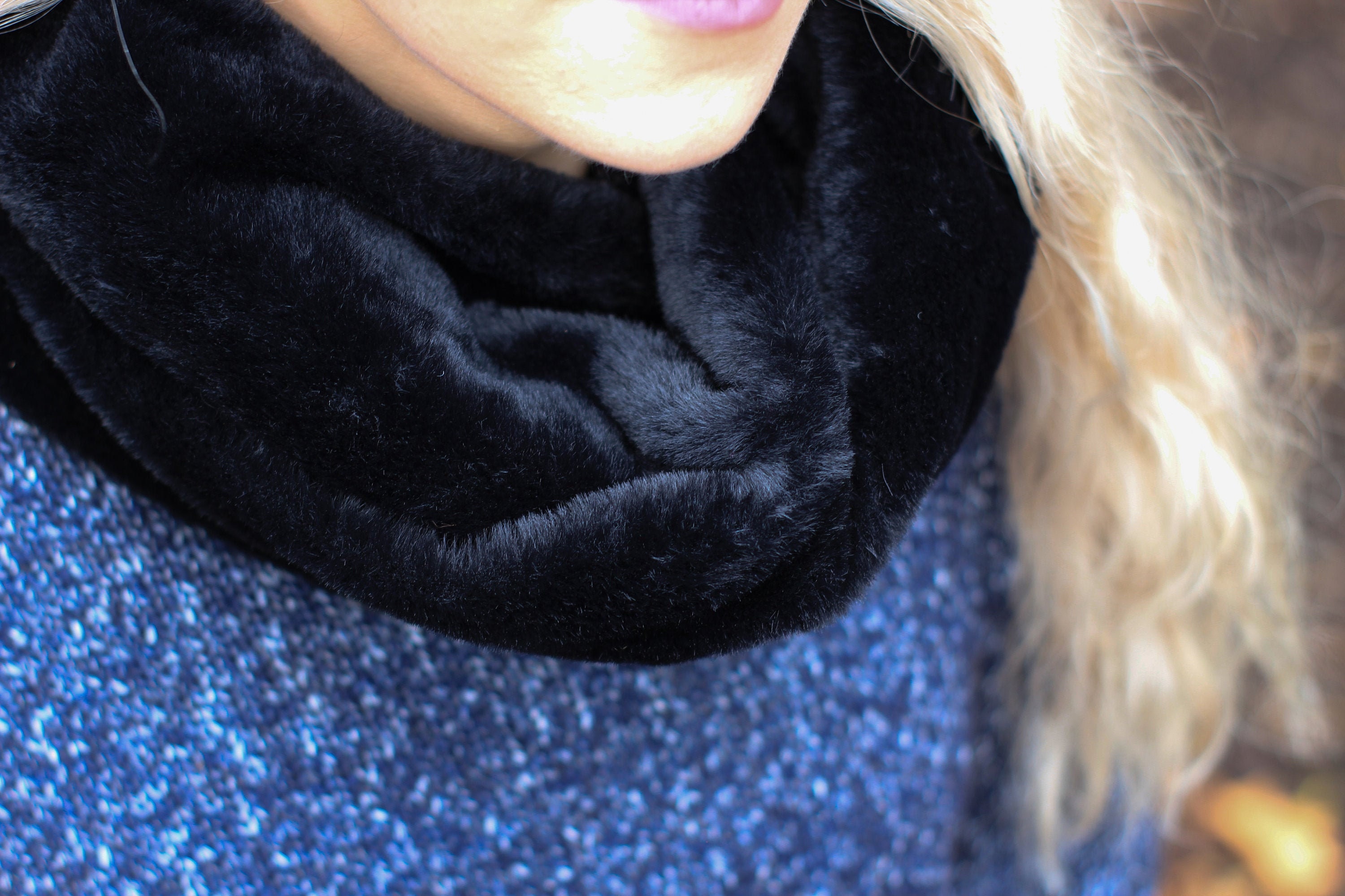 Women Winter Faux Fur Scarf Wrap Collar Neck Warmer Plush Snood Scarves Shawl