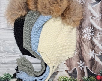 Baby hat, toddler beanie, kids winter bobble hat, gift for kids