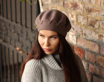 Cashmere beret, Womens winter hat, French beret, Cristmas gift for her