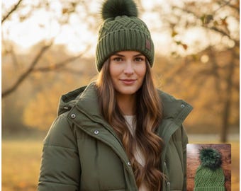 Gorro cálido de cachemira para mujer con pompón de piel de zorro: gorro suave de invierno, el regalo perfecto.
