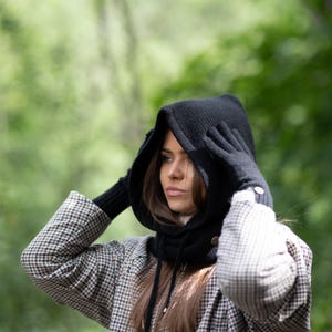 Kaschmir-Sturmhaube mit Kapuze – Oversize-Wintermütze mit Kapuze, weicher Strickschal, kuscheliger Halswärmer, luxuriöses Geschenk für Sie