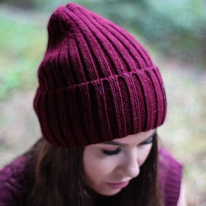 Bonnet doublé de soie et cachemire pour femme, Bonnet doublé de soie et de cachemire pour femme, Bonnet chaud et doux en cachemire, cadeau pour elle Burgundy