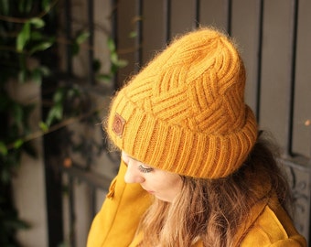 Damesmuts van kasjmier | Luxe gebreide beanie | Warme wintermuts | Cadeau voor haar