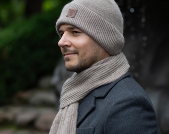 Gorro clásico de cachemir para hombre: doble capa, gorro de punto suave y cálido para invierno, ajuste elástico, regalo acogedor para él.