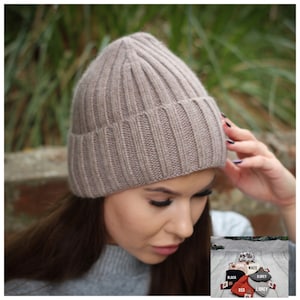 Bonnet pour femme en cachemire et soie de petite taille, Bonnet coupe-vent d'hiver, Idéal pour les cheveux épais, bouclés et sans frisottis, Cadeau pour elle