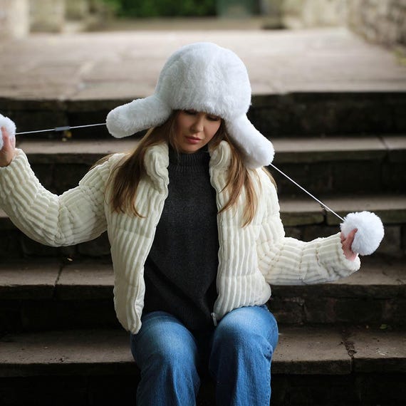 Cozy Winter Beanie Ear Flaps Women Sherpa Lined Ski Hat 100% Wool Hand Knit Earflap Beanie Ski Fleeced Lining Unisex  main image 4