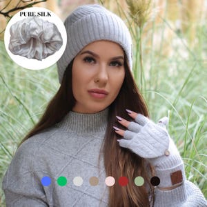 Cashmere & 100% PURE SILK Lined Hat for Women – Winter Beanie for Curly or Thick Hair, Frizz-Free, Luxury Gift, Best Silk-Lined Beanie