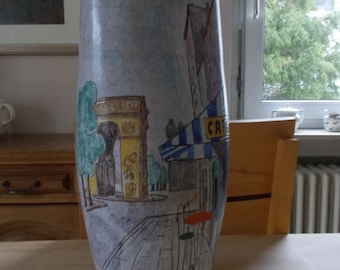 Bonjour Paris ! Vase en céramique haut avec une touche parisienne dans un style rétro