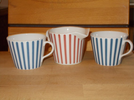 Dessert Plates Cake Plate Melitta Zurich Red Stripes Etsy