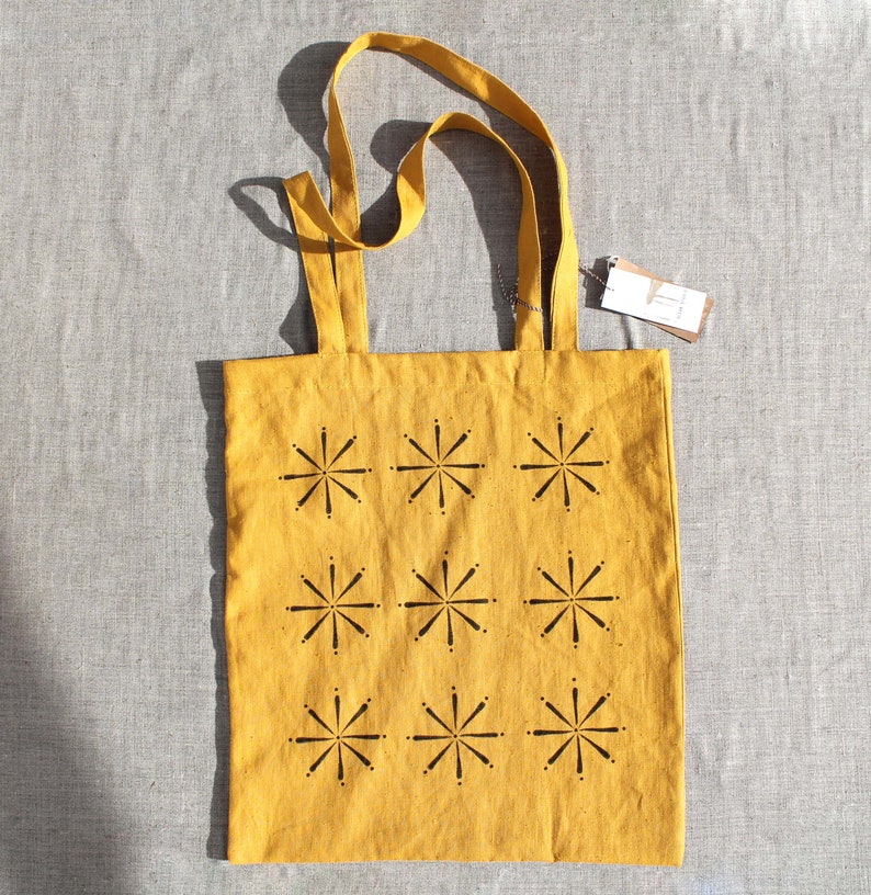 Eco Tote Bag Custom Linen Tote Bag Market bag Shopping Bag hand painted Zentangle Cotton Tote bag stamp Linen Tote made in spain