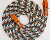 Rênes Auxiliaires En Cuir Avec Cordon Et Mousqueton – 260 Cm + 135 Cm, Pour Améliorer La Posture Du Cheval