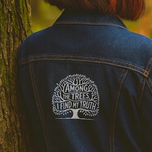 Bestickte Jeansjacke: Boho Baum des Lebens, Unisex Fit