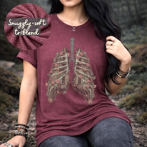 Poe Inspired Gothic T-Shirt, Haunted House Lungs Shirt, Dark Literature Graphic Tee, Gothic Nature Shirt, Macabre Poetry Design